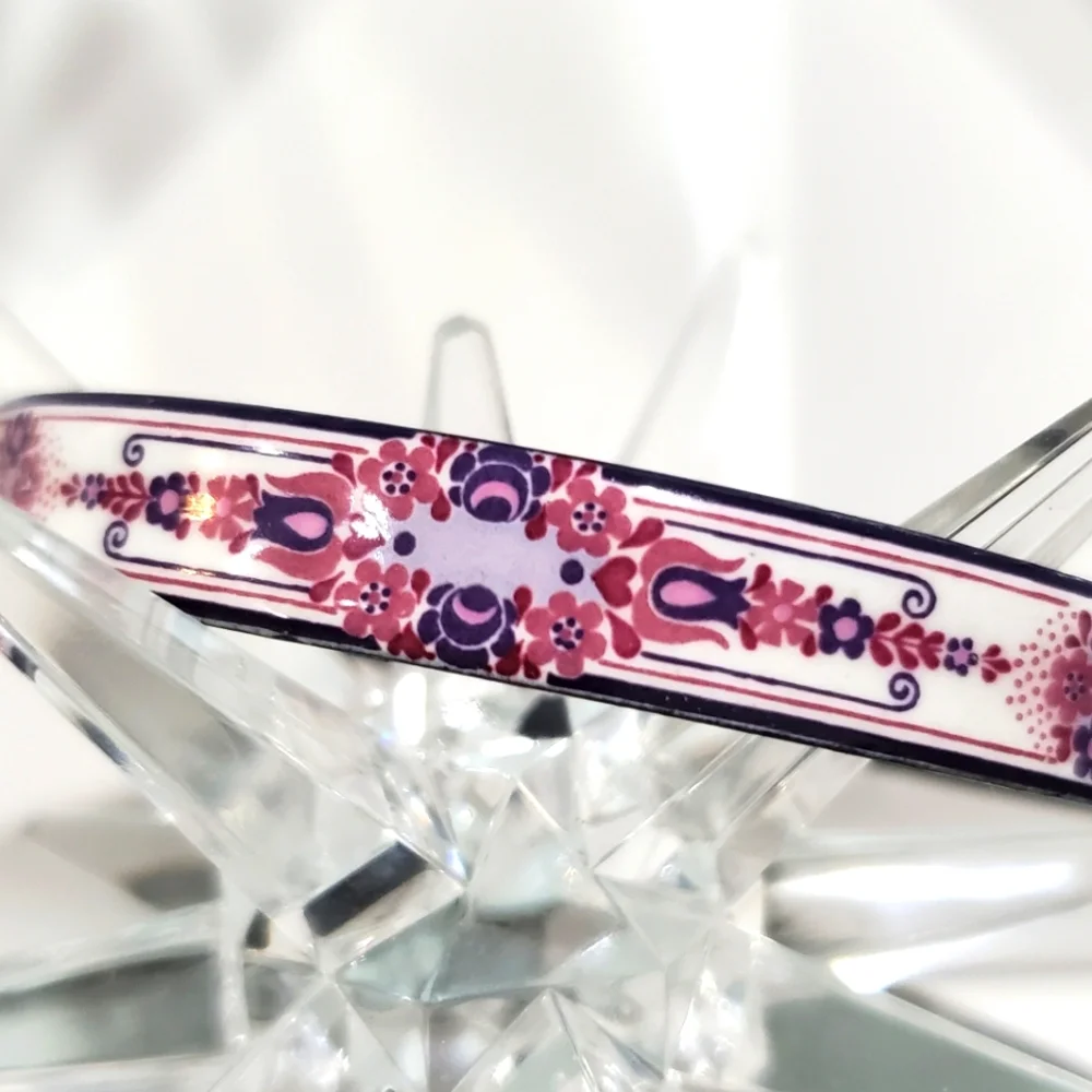 Stunning Vintage MICHAELA FREY WILLE Floral Enamel Bangle Bracelet - Picture 3 of 7